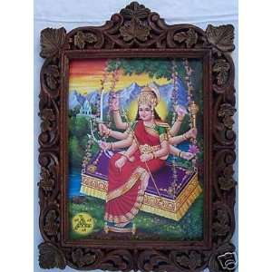  Vaishano Devi Hindu Religious Poster in Wood Frame 