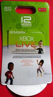 XBox 360 Live 12 month Gold Subscription Card Microsoft  
