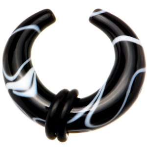  2 Gauge Black Marble Acrylic Uv Buffalo Taper: Jewelry