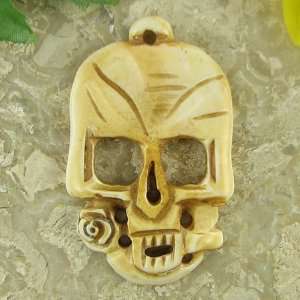  44mm bone carved skull pendant bead