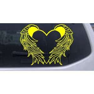 Heart With Wings Car Window Wall Laptop Decal Sticker    Yellow 22in X 