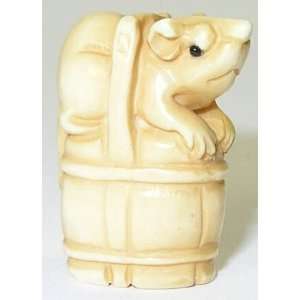  Mouse in Bucket   Mammoth Ivory Mini Netsuke