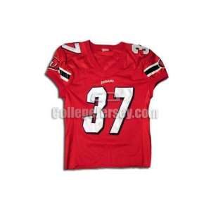  Red No. 37 Game Used Indiana Sports Belle Football Jersey 