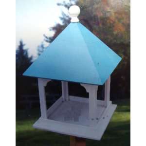   Bird Feeder Blue Roof & White 19.5 X 19.5 by 24 Tall #551 REAL WOOD