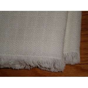 Open Weave Fringed White Tablecloth, 52 X 68  Kitchen 