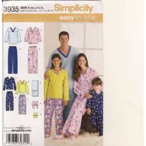  3935   Use to Make   Unisex Sleepwear for the Family   Top, Pants 