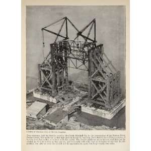  1928 Print Hudson River Bridge Towers NY Construction 