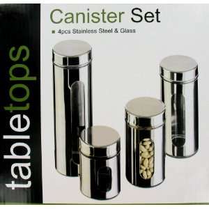 Kitchen Stainless Steel and Glass Canister Set:  Home 