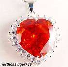Charming Silver Ruby Heart Crystal Pendant and Necklace