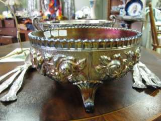 Imperial Luster Rose Three Footed Carnival Glass Bowl  