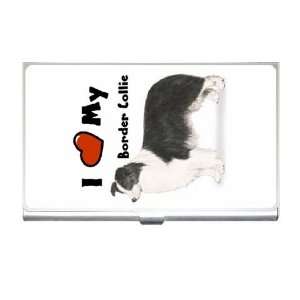 I Love My Border Collie Business Card Holder Case: Office 