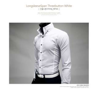 Mens Slim Fit Casual Basic 3button point white Shirts *New arrival 