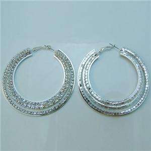 56 Bridal 3 Circle Hoop Earring Swarovski Crystal Clear  