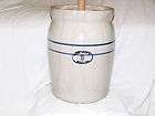 VTG MARSHALL DUAL BLUE BAND 3 GALLON BUTTER CHURN WITH STONEWARE LID 