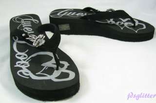 GUESS Black Marla Crystal Logo Sandals NWT  