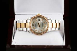 Mens Rolex Two Tone Silver Diamond Dial Datejust Watch  