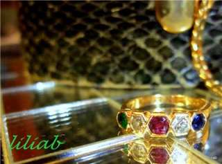 reduced! ~ Ruby, Sapphire, Emerald, Diamond Ring~ITALY~  