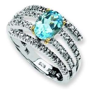  Ster Silver 14K Gold IJSky Diamond & Topaz Fashion Ring 