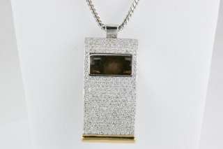 Tone Gold Pave Whistle 1.3 ct Diamond Pave 18K Chain  