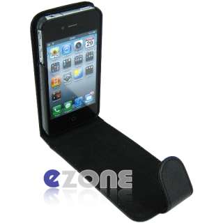 BLACK FLIP Leather Hard Case Cover Pouch F iPhone 4s 4 4g free screen 