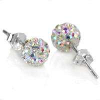 6mm Size Swarovski Crystal Disco Ball 925 Silver Studs Earrings Multi 