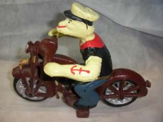 Cast Iron Popeye on Motorcycle Reproduction  