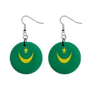  Mauritania Flag Button Earrings 