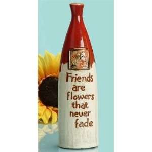  Red Vase With Inspirational Message Friends Are Flowers 