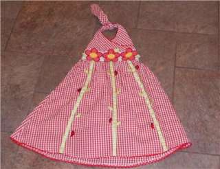 NWT Youngland Red Gingham Lady Bug Halter Dress 3T  