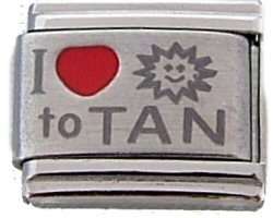 Love To Tan Heart Sun Tanning Bed 9mm Italian Charm  