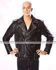 Red Indian Mens Emboss Biker Cruiser Leather Jacket items in F.J 