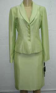Tahari Luxe women suit set ava skirt jacket set lime green size 4 