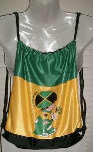 JAMAICA Rasta Drawstring Backpack Tote Bag Green Black  