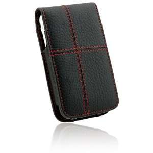  iPhone / iPhone 3G Premium Red Stitching Cross Flip Carrying Case 