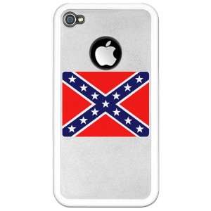  iPhone 4 or 4S Clear Case White Rebel Confederate Flag HD 