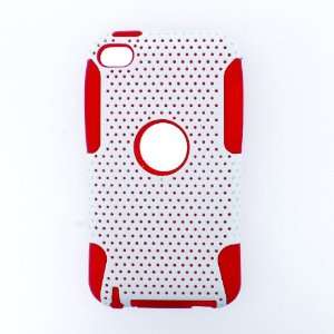  iPod Touch 4 Hybrid Case White Crystal Red Silicon with KL Screen 