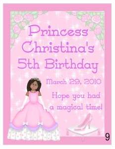 15 PRINCESS 1st 2nd 3rd BIRTHDAY PARTY MAGNETS FAVORS  