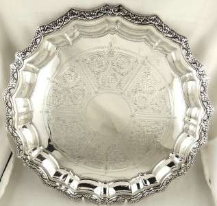 SUPERB LARGE ANTIQUE H/M STERLING SILVER 12 TRAY/SALVER 1901   619 