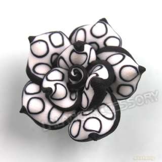   SHIPPING Polymer Clay Beads Black Lotus Flowers Charms 25mm  