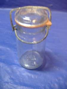 1879 1/2 Pint Canning Fruit Jar w/ Wire Glass Quick Seal Lid & Stars 