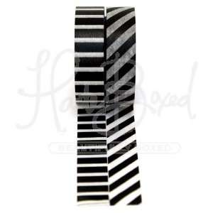  Japanese Washi Masking Tape Set of 2   Piano Stripe Black 