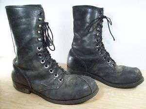 Vintage Linesman Pole Climber Steel Toe Black Leather Work Mens Boots 
