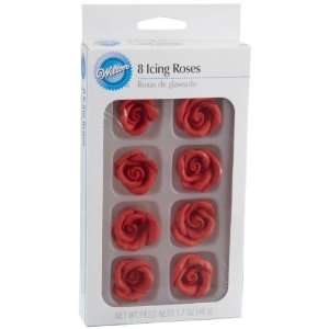  Wilton 8 Pack Pre made Royal Icing Rose, Red Kitchen 
