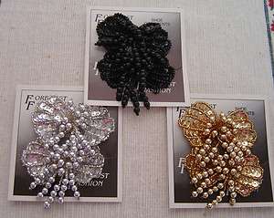 BUTTERFLY SEQUINNED BEADED SHOE CLIP BOW ORNAMENTS DECORATIONS  