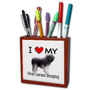  I Love My Polish Lowland Sheepdog Pencil Holder Desk 