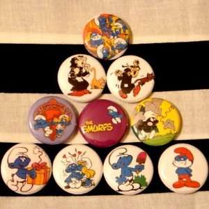  Set of 10 Smurfs 1 Button Pins 