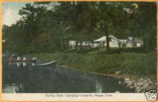 osage ia iowa spring park camping grounds tents canoe lake postmarked 