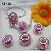 10pcs Hot Pink Lampwork Murano Glass Spacer Charm Beads European 