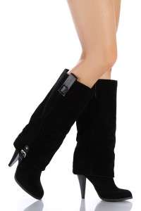 QUPID PROVEN 03 BROWN FOLDED KNEE HIGH CUFF BOOT  