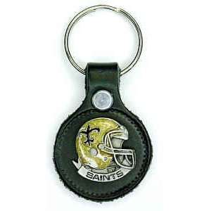   Orleans Saints Small Leather & Pewter Helmet Key Fob 